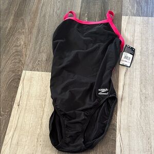 Speedo Women's One Piece Black with Pink Trim